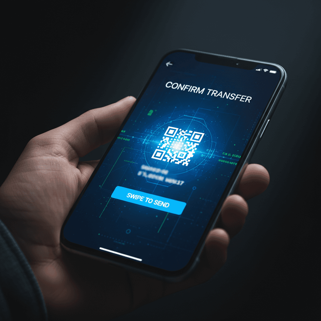 Schematic display di wallet con transazione crypto visibile