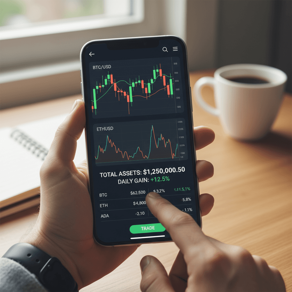 Primo piano di uno smartphone che mostra un modulo per la creazione di un annuncio di criptovaluta